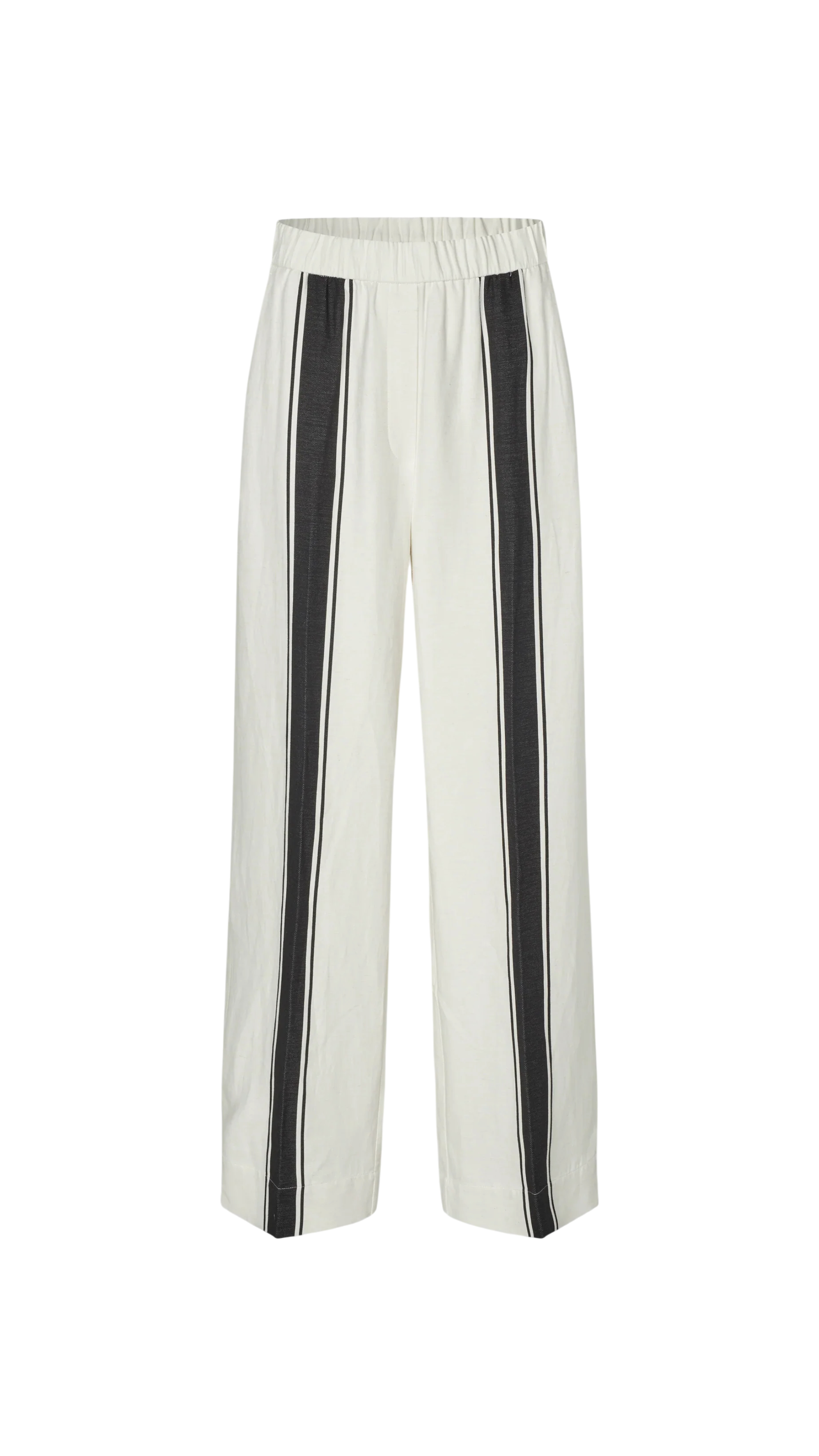 lie trousers second female White pants with black stripes on a white background