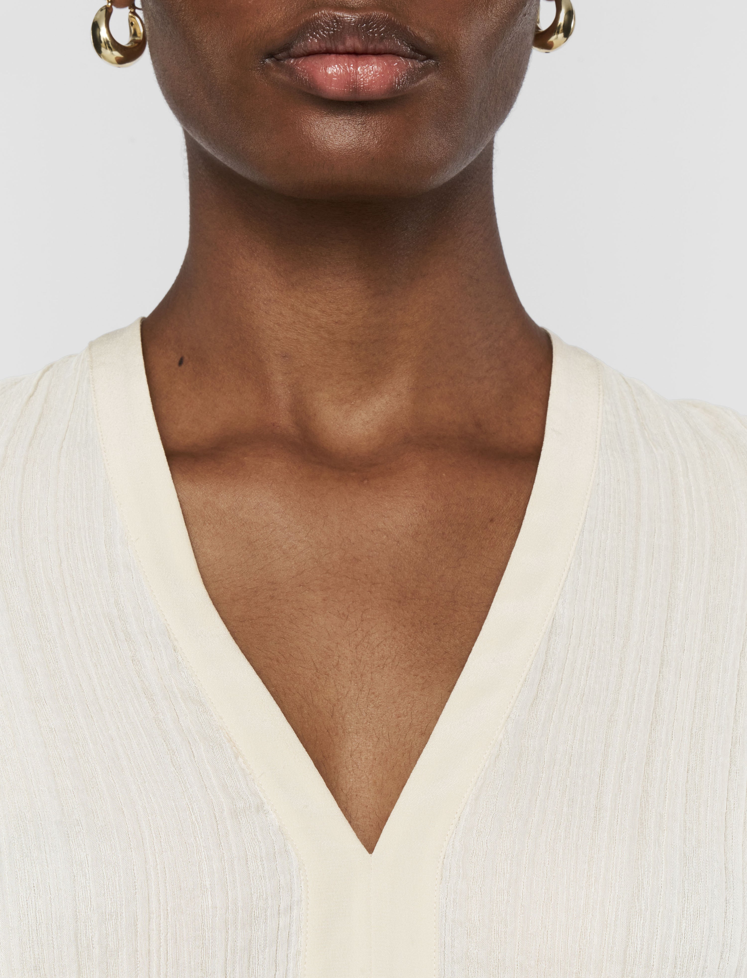 Lucien Pleat Jacquard Blouse