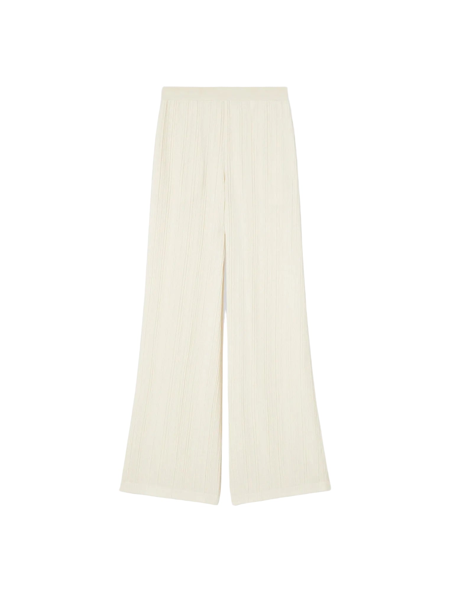 Pair of cream-colored pants on a light gray background