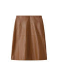 Brown leather skirt on a light gray background