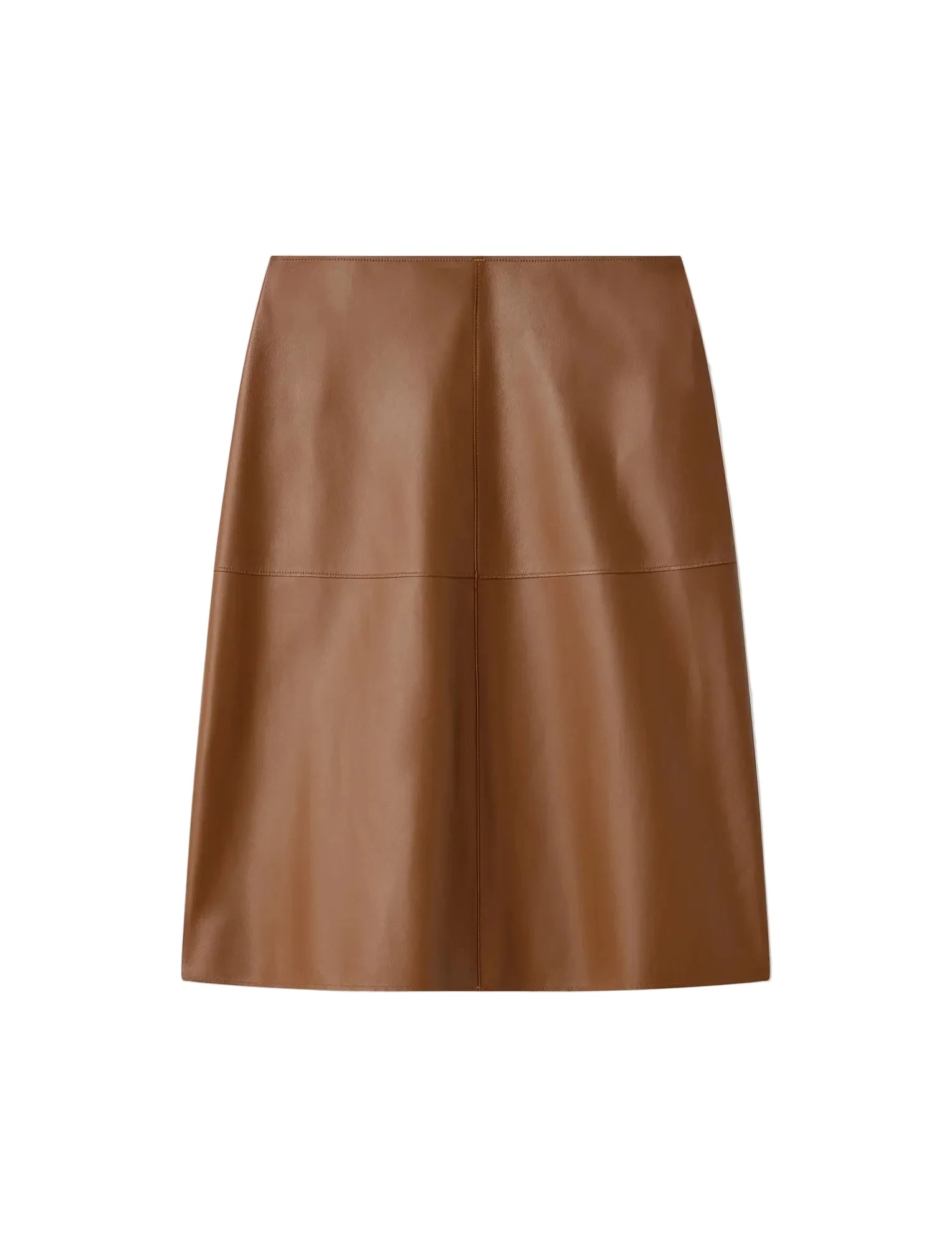 Brown leather skirt on a light gray background