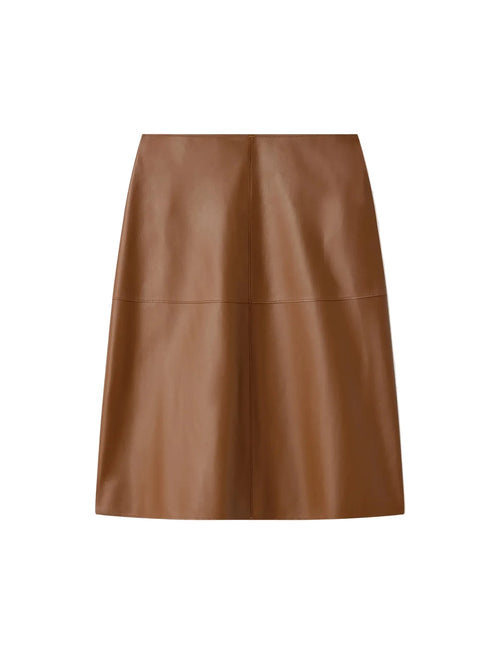 Brown leather skirt on a light gray background