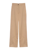 Wide-fit trousers in a light beige color, featuring a pressed pleat detail, topstitched hem, a fly-covered zip and button fastening, with slant front pockets and welt rear pockets.