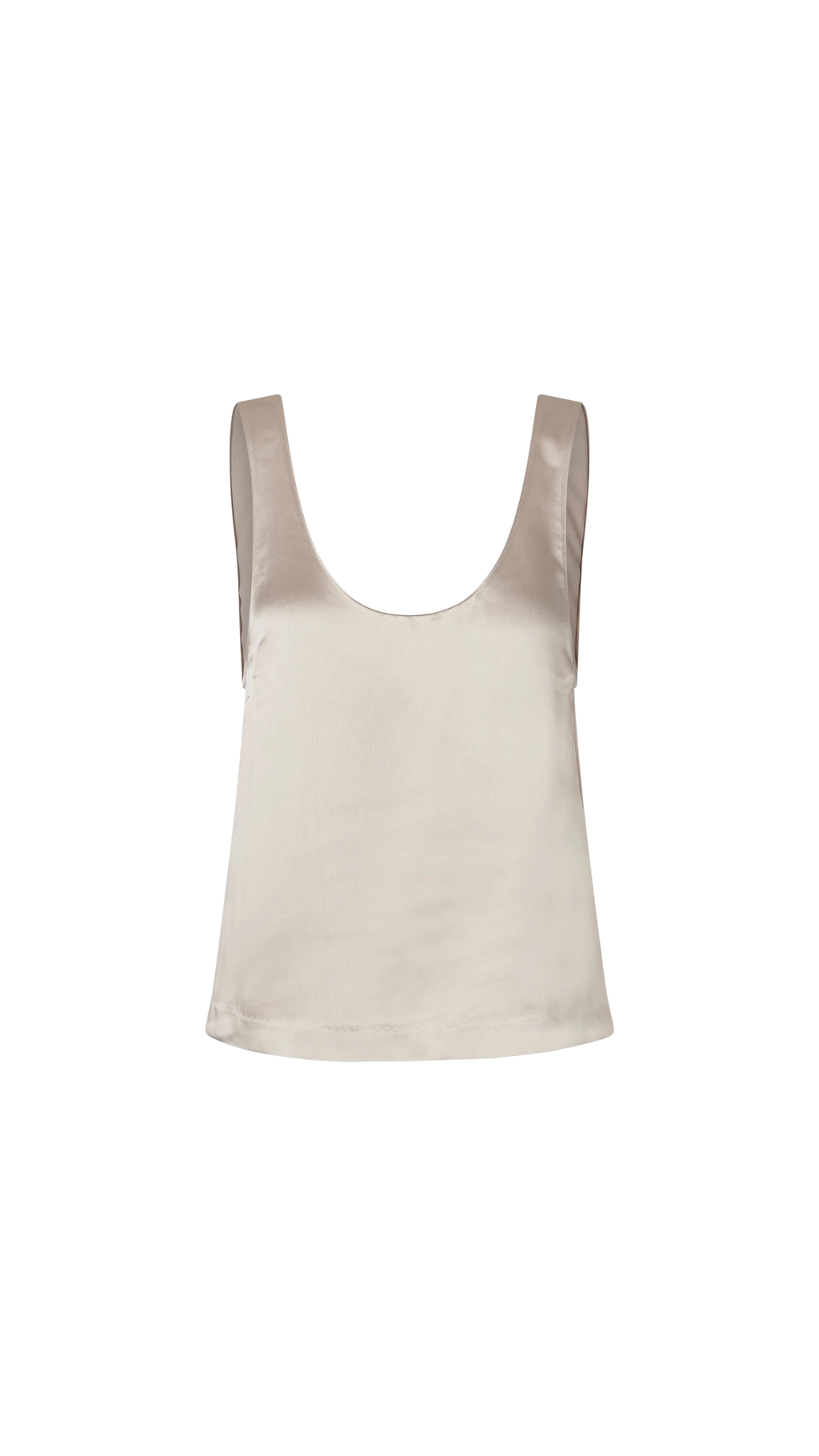 Beige satin tank top on a white background