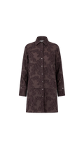 Dark brown coat with floral pattern on a white background