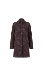 Dark brown coat with floral pattern on a white background