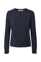 Navy blue long-sleeve shirt on a white background