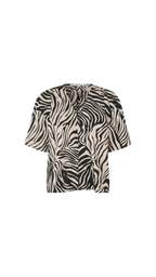 Zebra print top on a white background