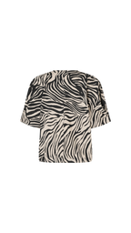 Zebra print top on a white background