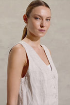 Linen and striped cupro vest