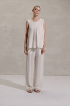 Linen blend flared Tank Top