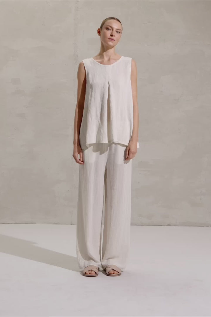 Linen blend flared Tank Top