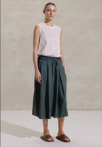 Linen Blend  Stripe Skirt Petrol
