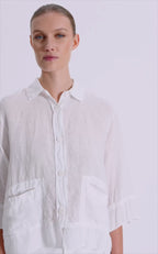 3/4 sleeve linen jacket with viscose georgette inserts