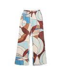 Colorful patterned pants on a white background