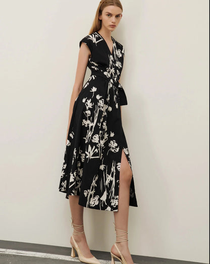 Marella - Taxi Wrap-Dress in Black Floral