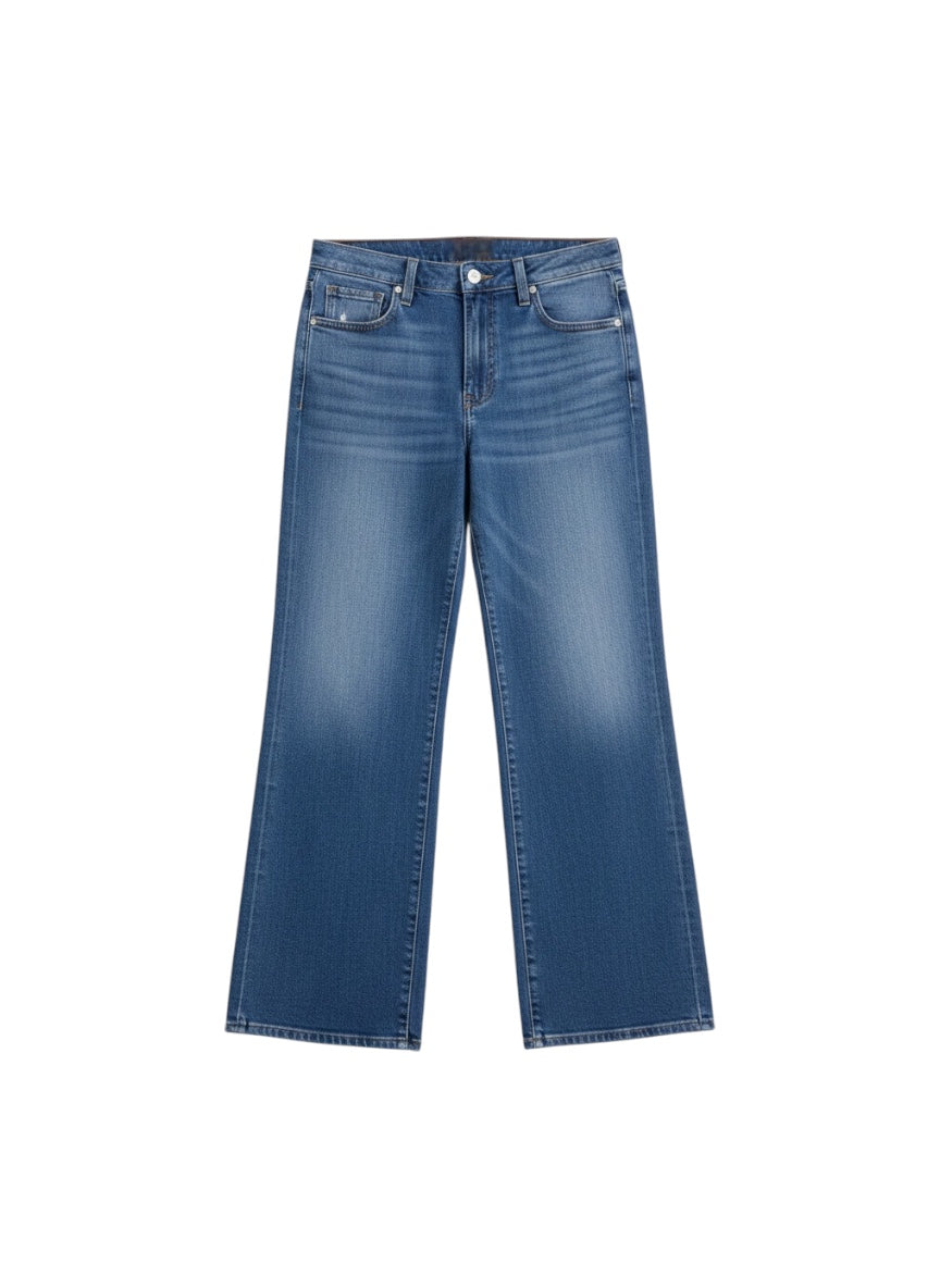Blue jeans on a white background.saige wide leg crop