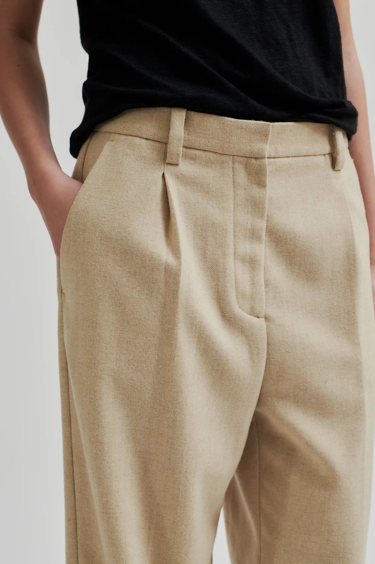 Navada Pleated Pant Beige Melange