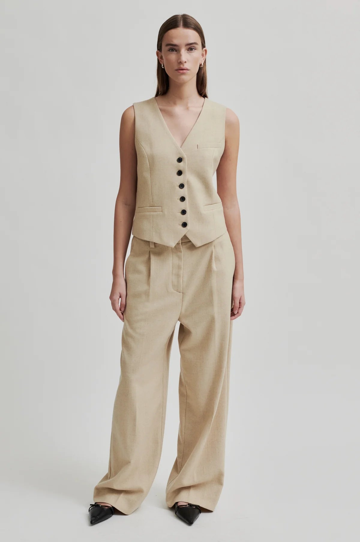 Navada Pleated Pant Beige Melange