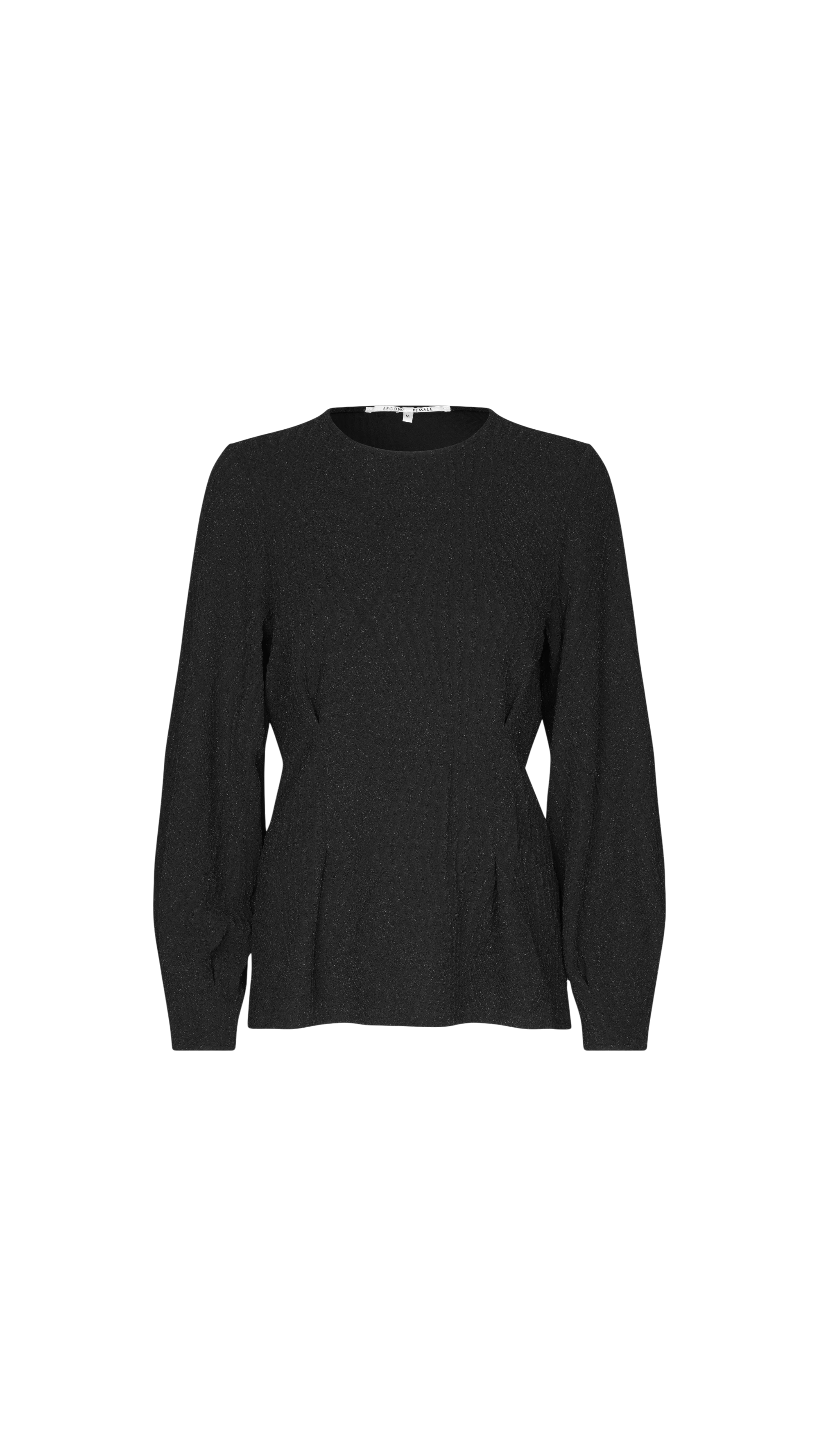 Black long-sleeve top on a white background