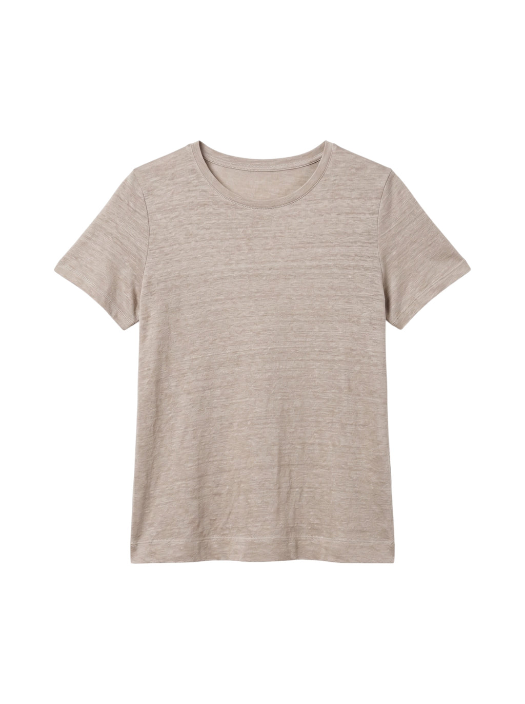Linen jersey half-sleeve flared round-neck t-shirt