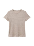 Linen jersey half-sleeve flared round-neck t-shirt