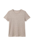 Linen jersey half-sleeve flared round-neck t-shirt