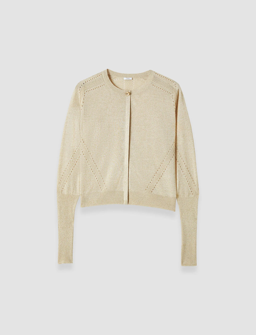 Beige knit cardigan on a white background