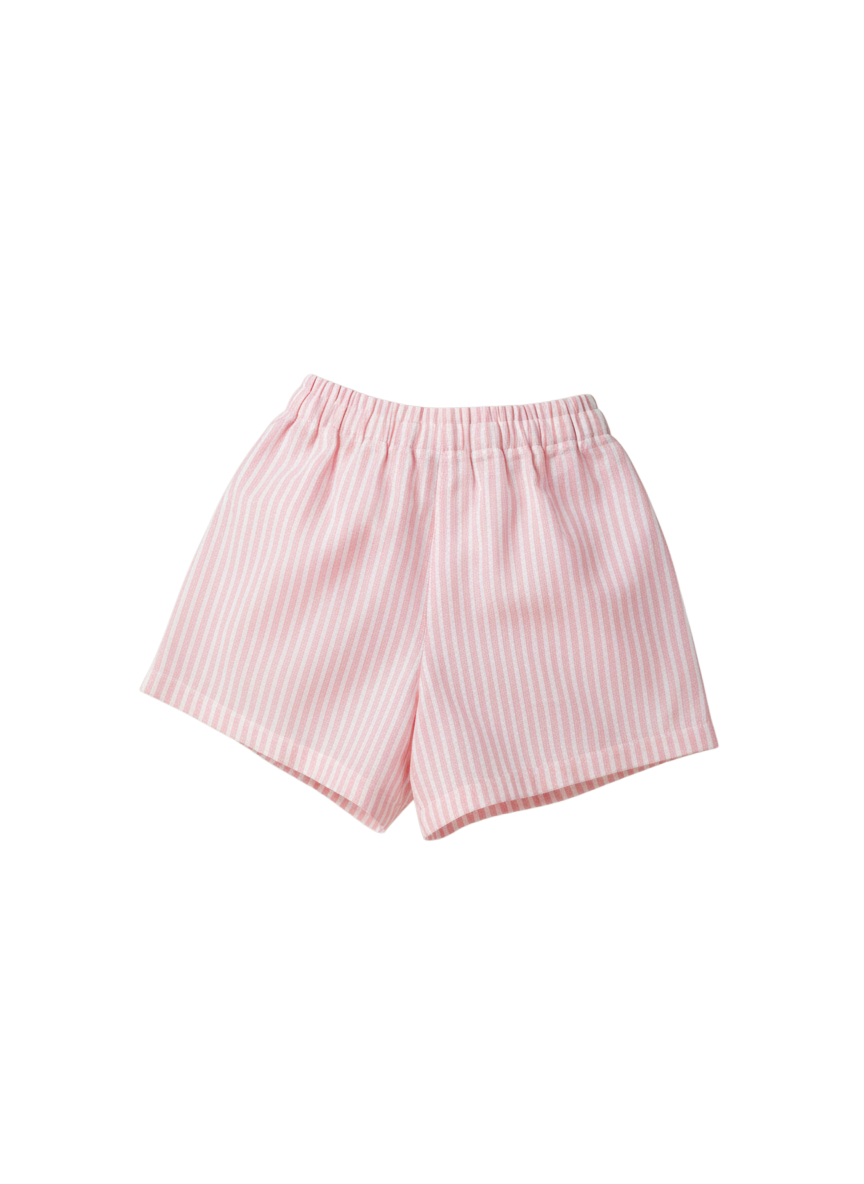 Pink striped shorts on a white background
