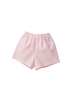 Pink striped shorts on a white background