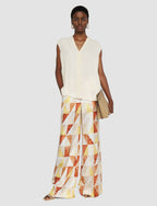 Thoresby Marble Print Silk Trousers