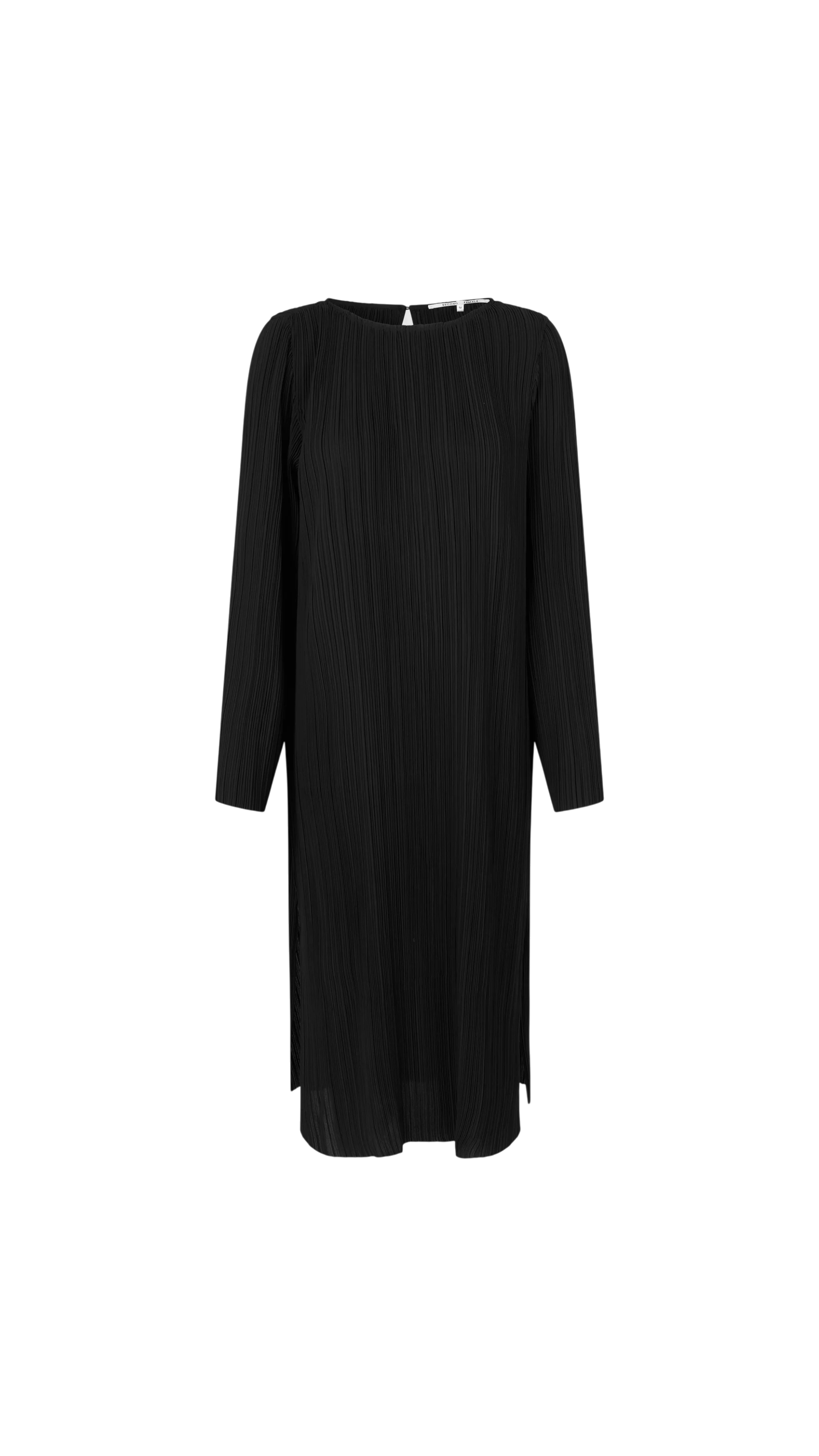 Black dress with long sleeves on a white background