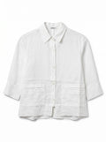3/4 sleeve linen jacket with viscose georgette inserts