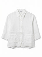3/4 sleeve linen jacket with viscose georgette inserts