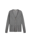 Gray ribbed cardigan on a white background