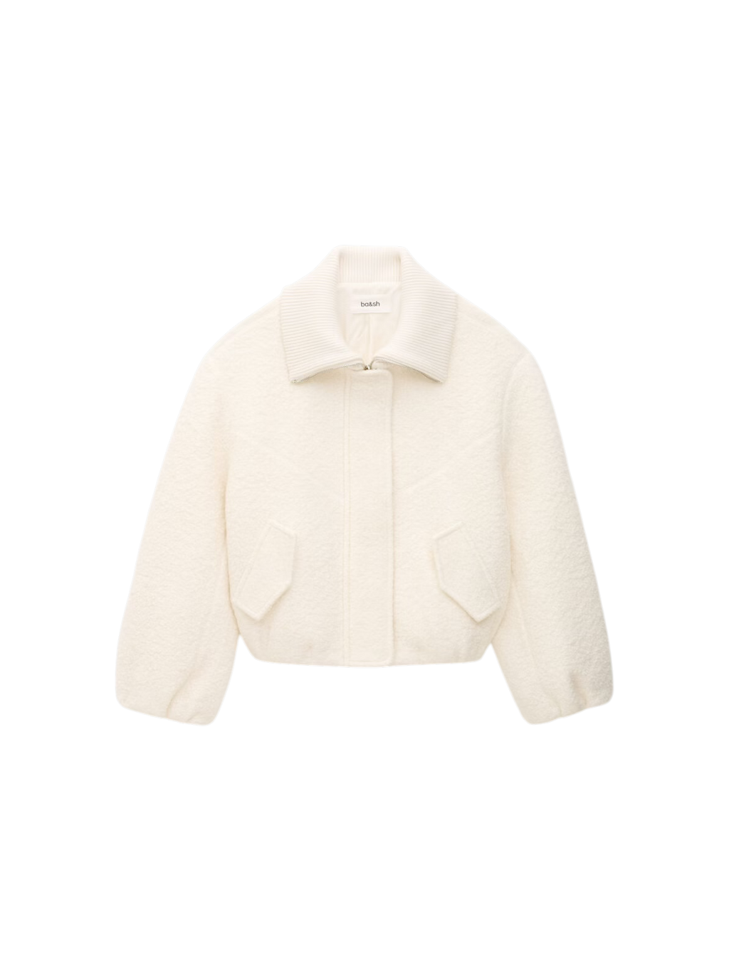 White cropped jacket on a white background Vito bomber jacket ba&sh