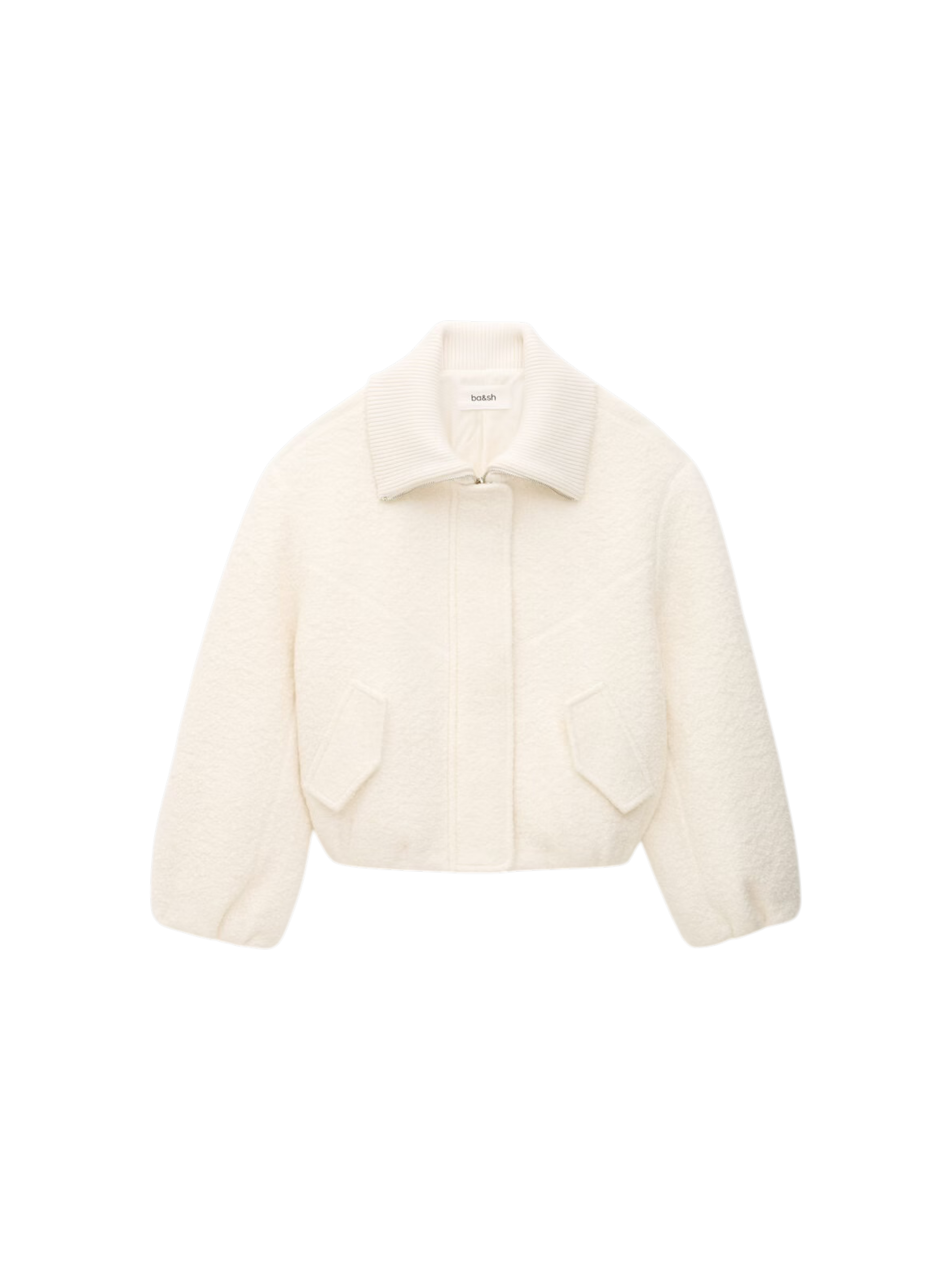 White cropped jacket on a white background Vito bomber jacket ba&sh
