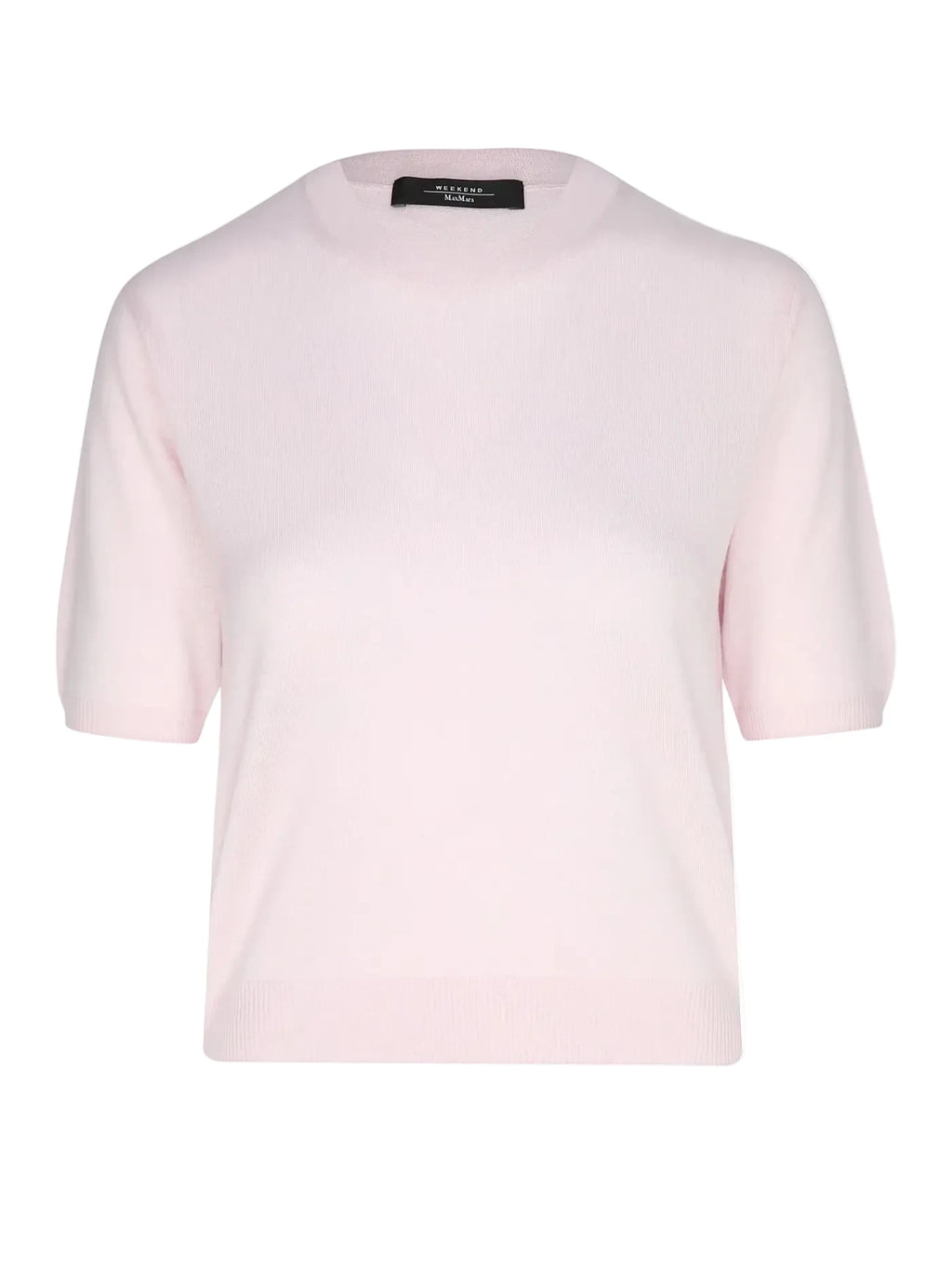 Light pink t-shirt with a brand label on a white background. weekend Max Mara marea