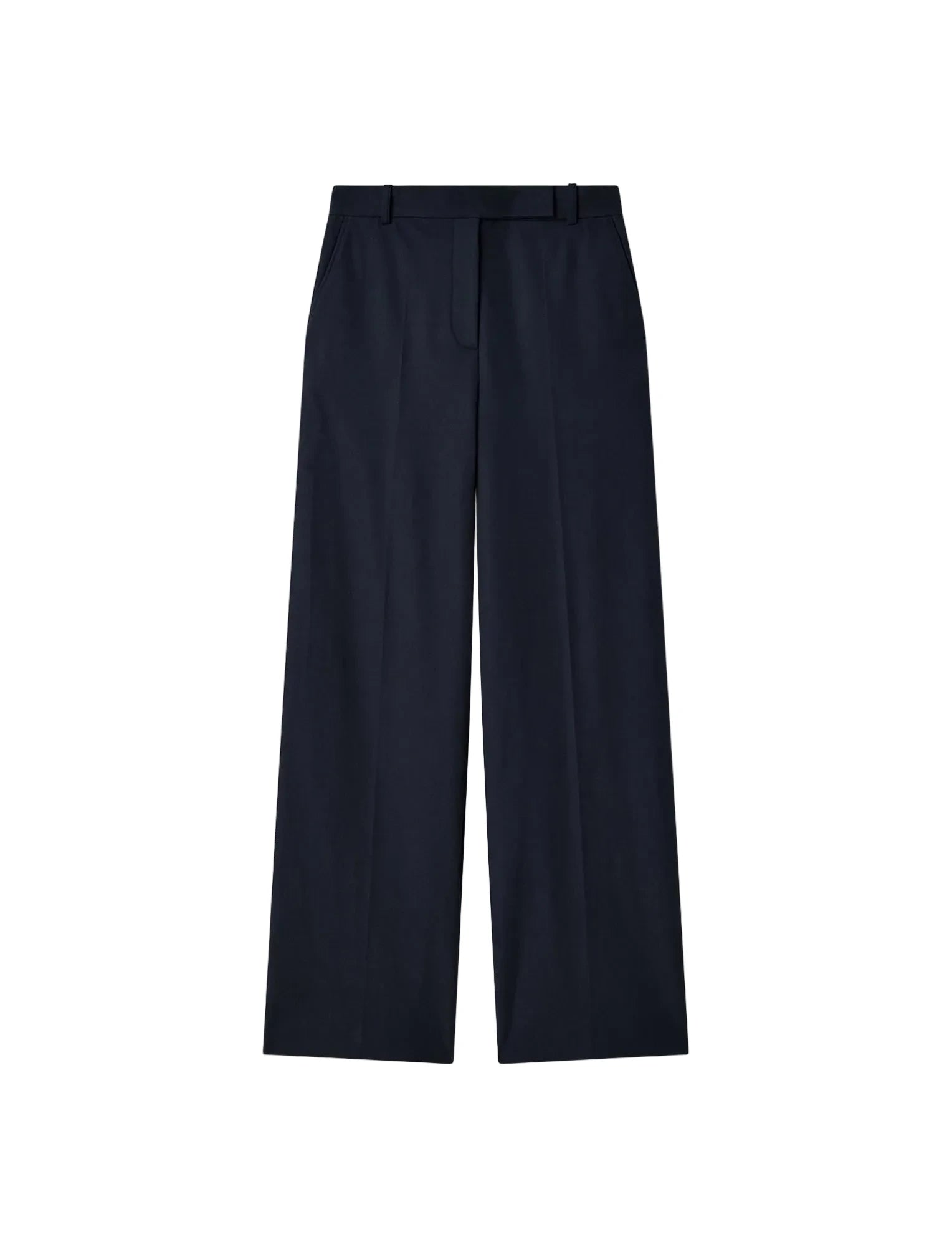 navy Yukio cotton gabardine pants on a light gray background