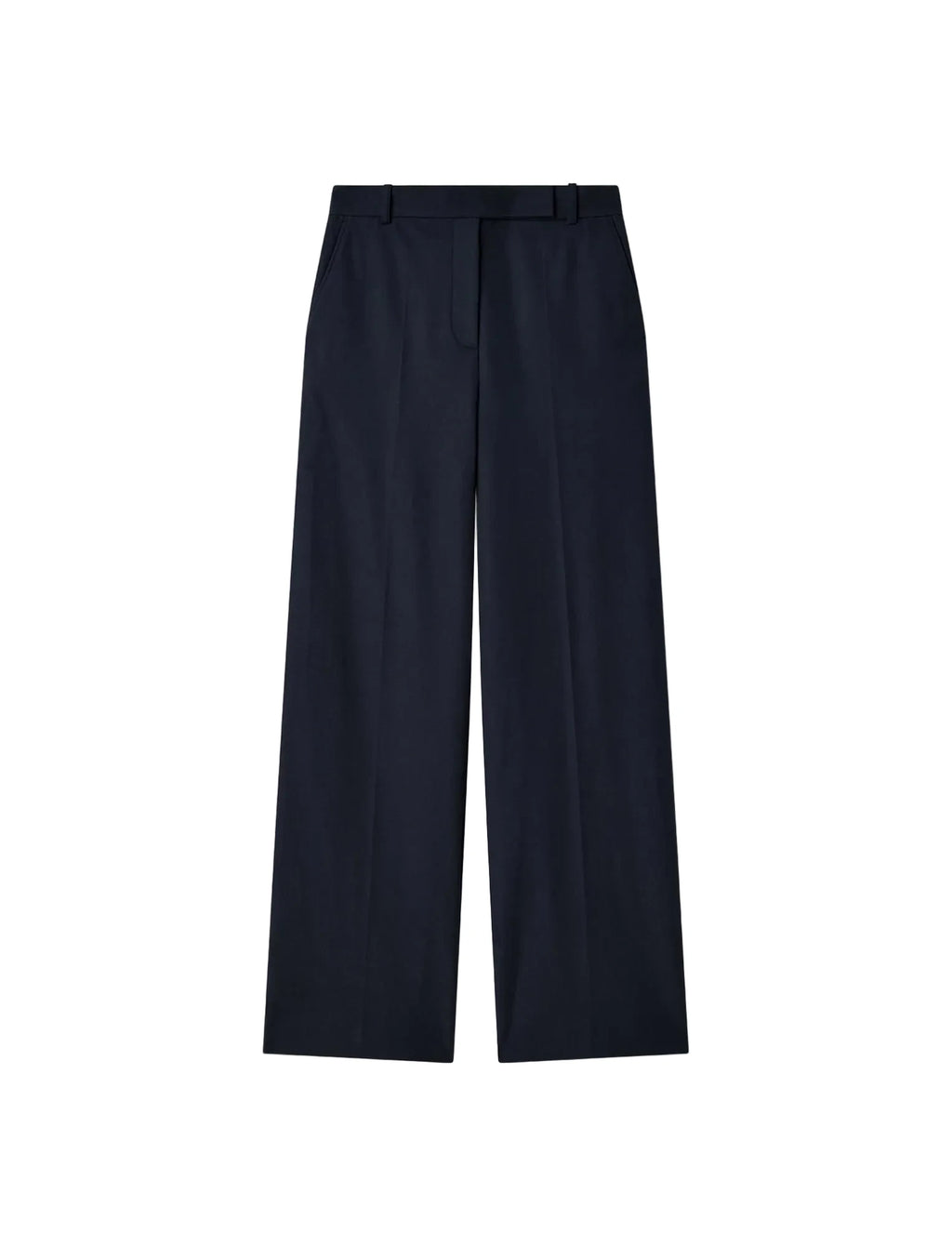 navy Yukio cotton gabardine pants on a light gray background