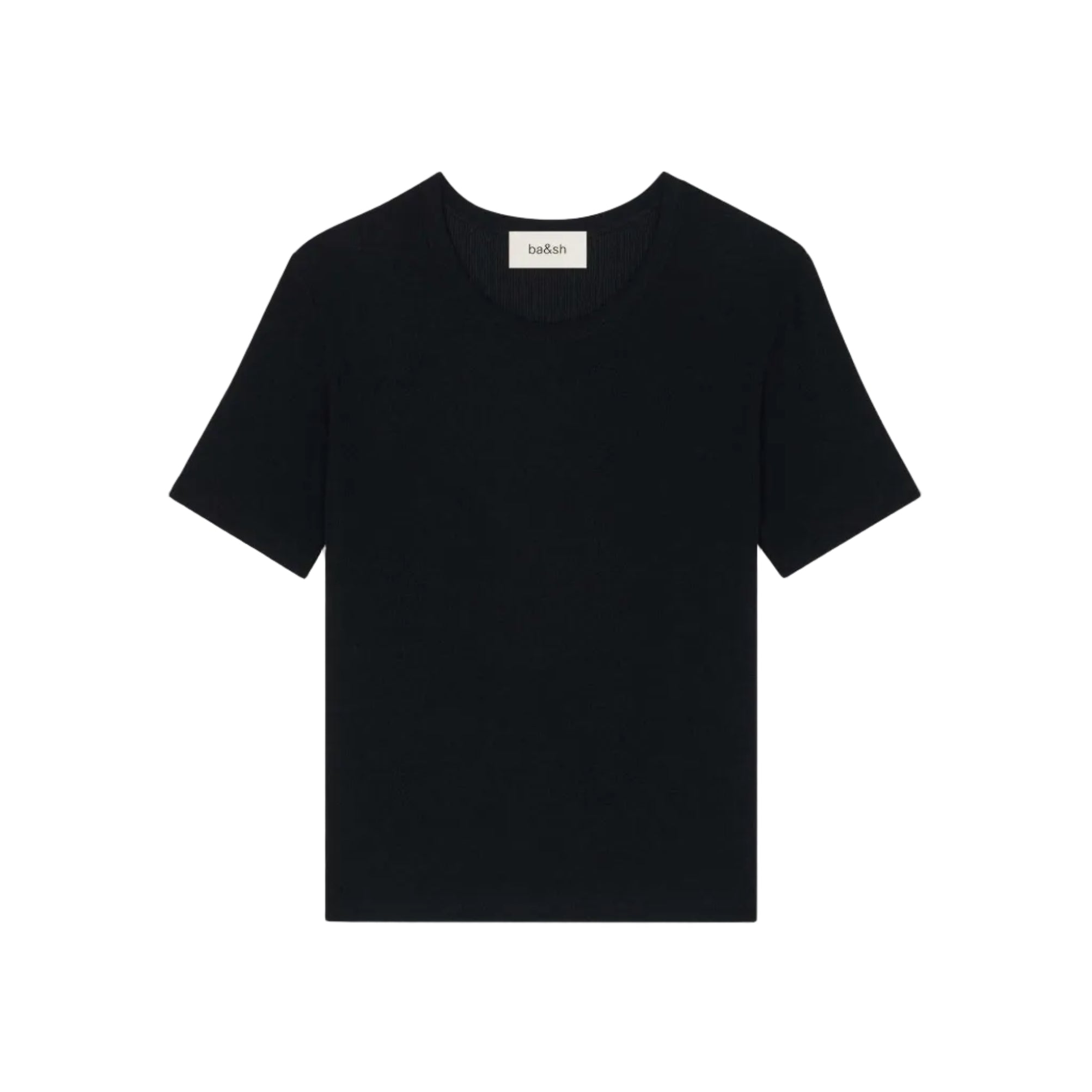 Black t-shirt on a white background