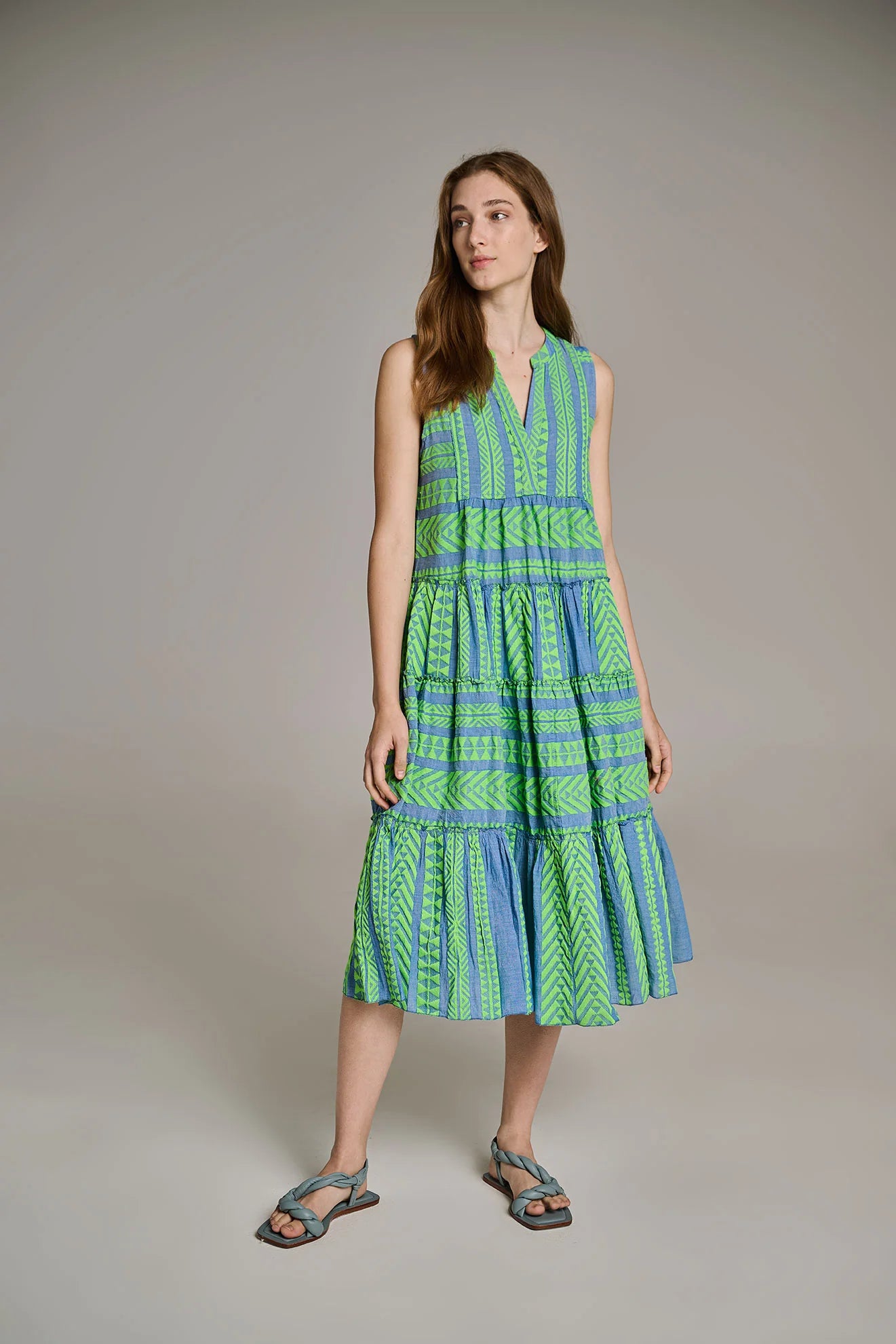 Tananitis Dress in Green and Blue