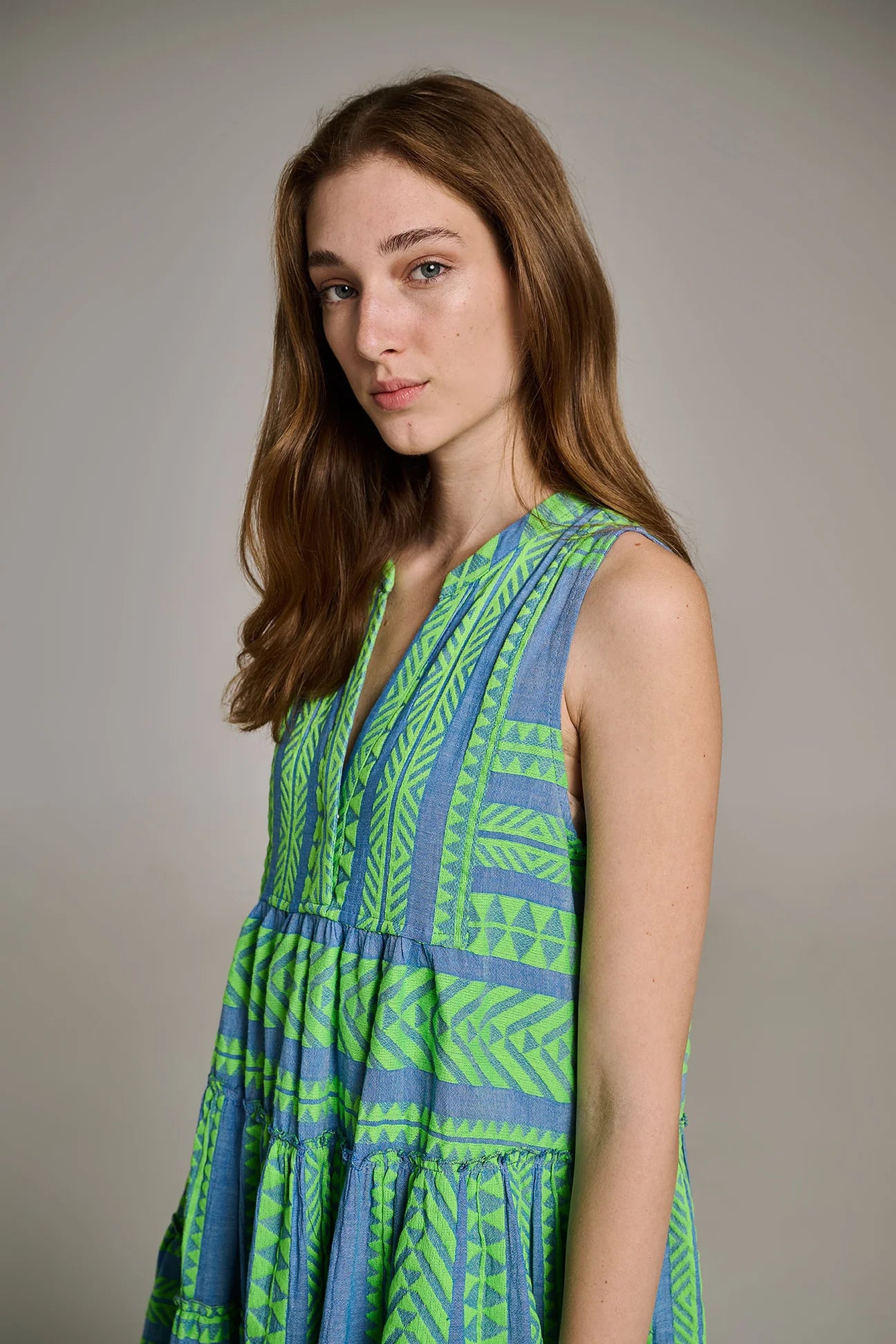 Tananitis Dress in Green and Blue