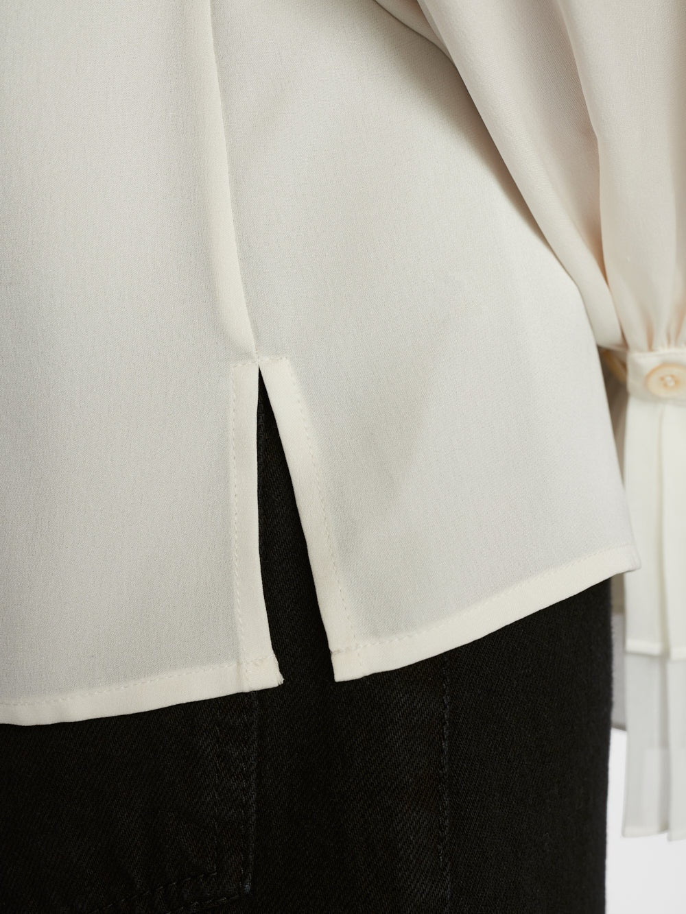 Pleated Cuff V-Neck Top