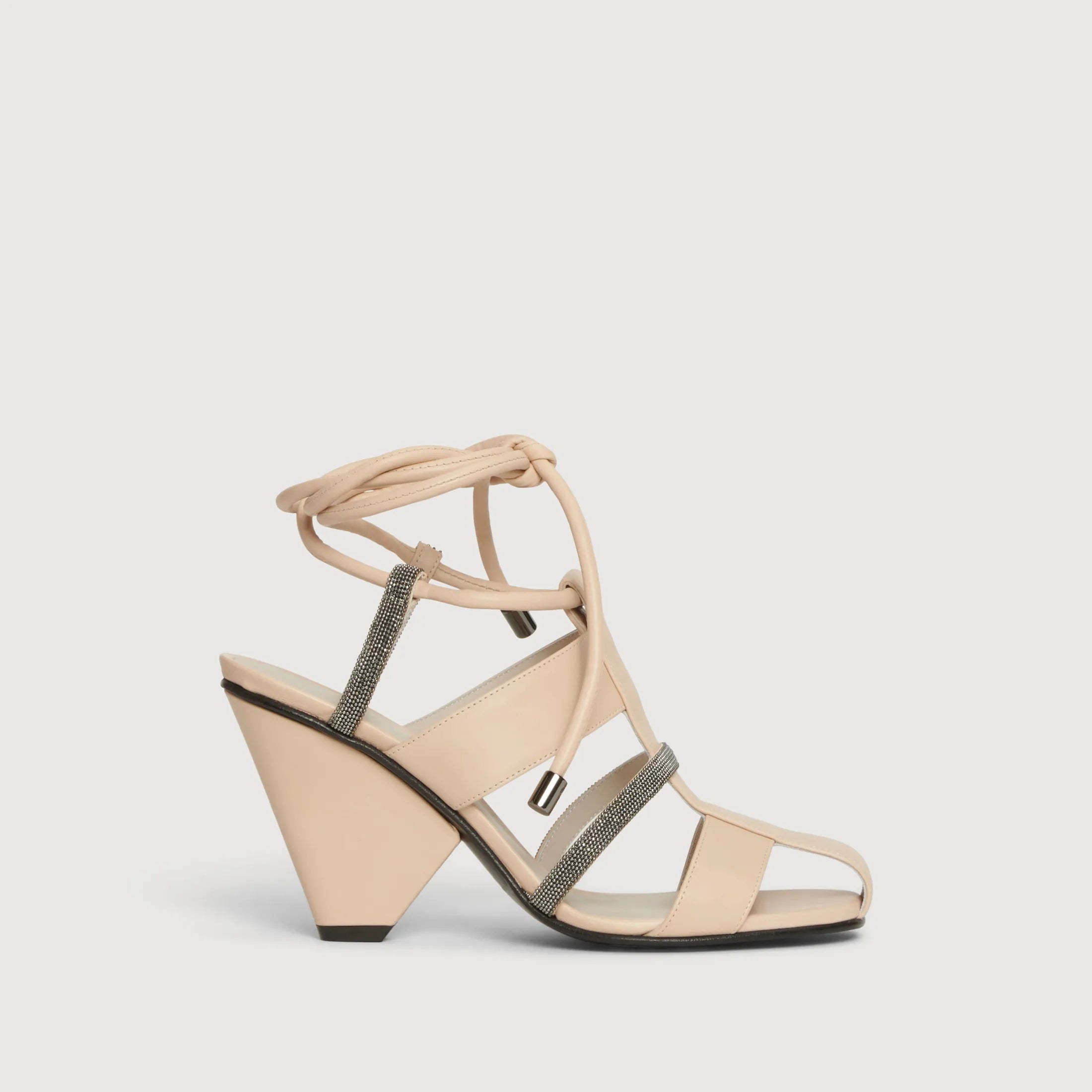 FABIANA FILIPPI - Leather Lace Up Sandals in Nude